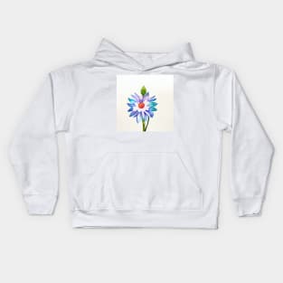 Blue Watercolor Flower Kids Hoodie